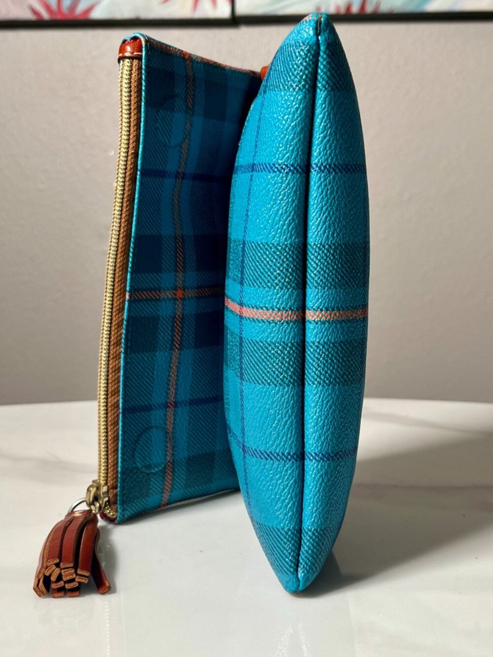 Dooney & Bourke Tiverton Blue Tartan Plaid Crossbody Tassel Bag + COA - Picture 6 of 15